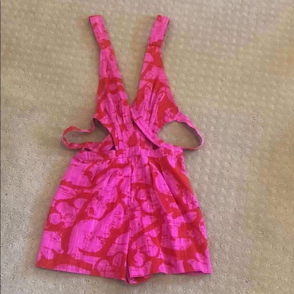 Free People Pants - Free People Pink and Red Strappy Romper Size 2